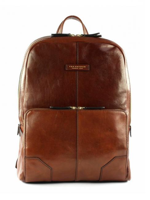 THE BRIDGE VESPUCCI Rucsac din piele pentru laptop BROWN - Rucsacuri pentru laptop