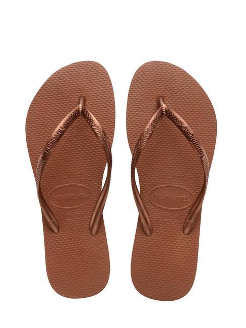 HAVAIANAS flip flops SLIM rugină/cupru metalic - Pantofi femei