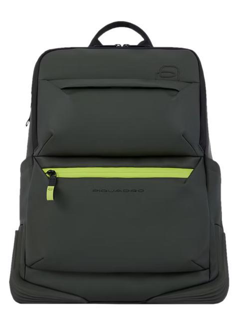 PIQUADRO CORNER Rucsac din material cauciucat, suport laptop de 14". VERDE - Rucsacuri pentru laptop