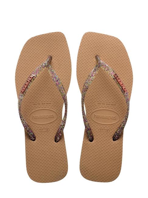 HAVAIANAS SQUARE LOGO Papuci flip-flop rose / aur - Pantofi femei