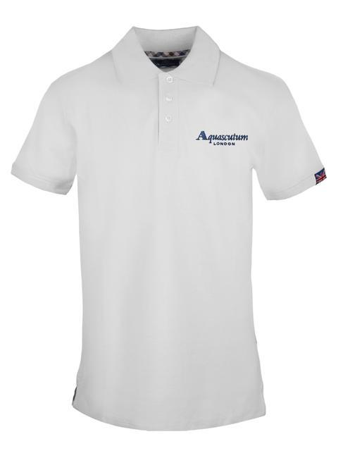 AQUASCUTUM LOGO LETTERING Tricou polo cu mânecă scurtă din bumbac elastic alb - maiou Polo