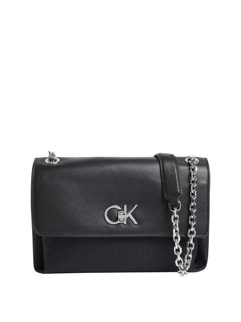 CALVIN KLEIN RE-LOCK Convertible Geanta de umar/ crossbody negru si negru - Genți femei