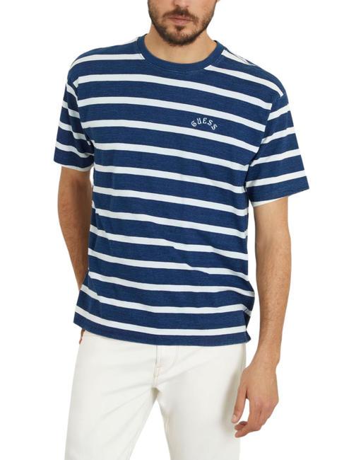 GUESS INDIGO STRIPED Tricou din jerseu albastru indigo/alb st - tricou