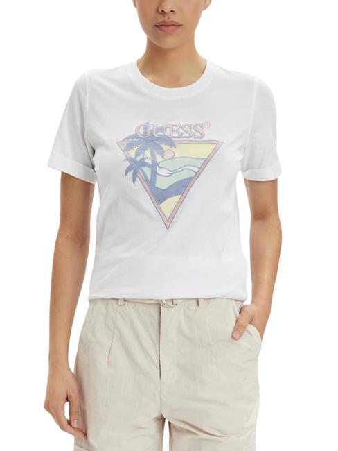 GUESS BEACH TRIANGLE Tricou din bumbac alb purpuriu - tricou