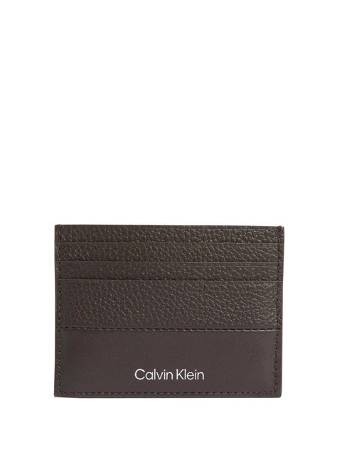 CALVIN KLEIN SUBTLE MIX Suport plat pentru card din piele java maro pietriș și neted - Portofele bărbați