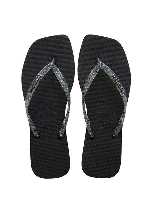 HAVAIANAS SQUARE LOGO Papuci flip-flop negru/argintiu - Pantofi femei