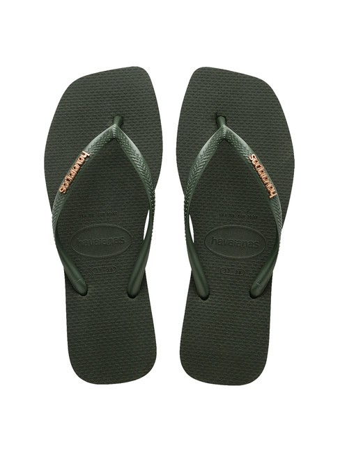 HAVAIANAS SQUARE LOGO Papuci flip-flop olivegreen - Pantofi femei