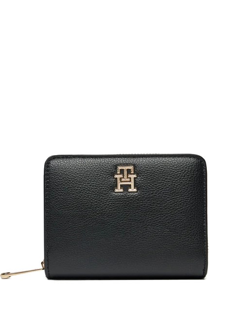 TOMMY HILFIGER TH SOFT LOGOTAPE Portofel mediu cu fermoar negru - Portofele femei