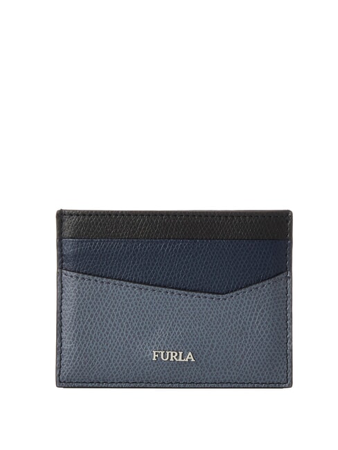 FURLA MARTE  Suport card din piele negru+albastru arctic f - Portofele femei