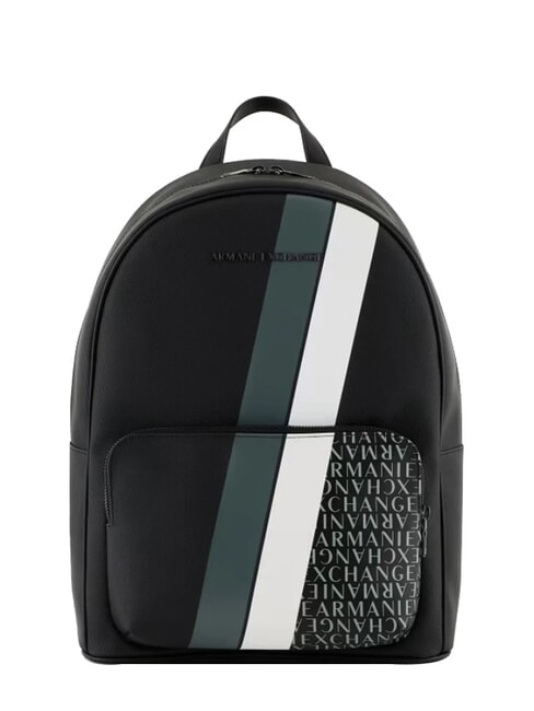 ARMANI EXCHANGE A|X STRIPES MONOGRAM Rucsac pentru laptop de 13". negru/verde agave - Rucsacuri pentru laptop