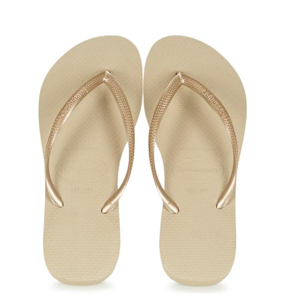 HAVAIANAS flip flops SLIM SAND GRAY / LUMINĂ DE AUR - Pantofi femei